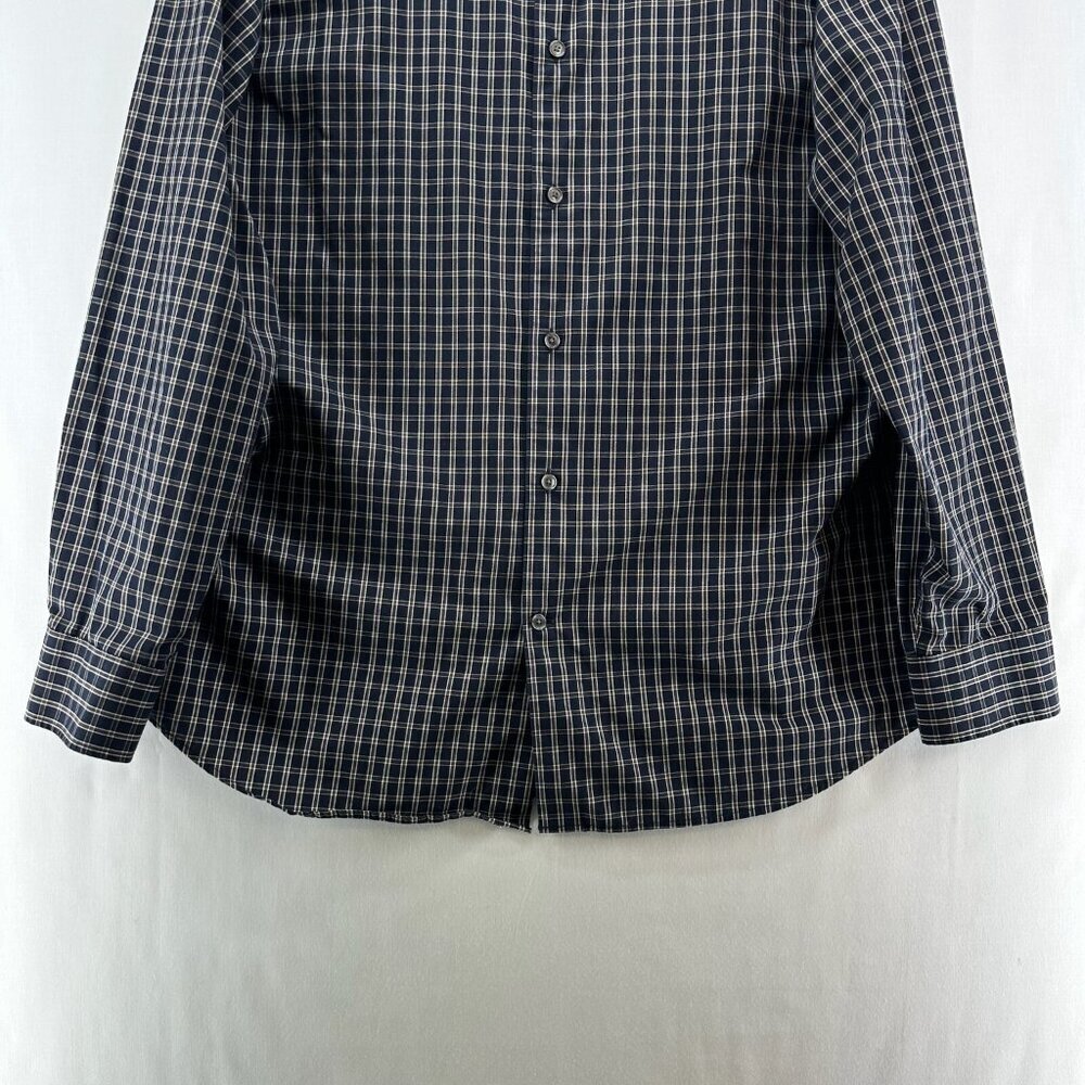 Banana Republic Button Up Shirt L Black Plaid Long Sleeve Non Iron Standard Fit - Picture 5 of 12